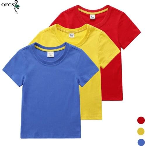 Summer New Children Clothing Boy Girl Short Sleeve Solid Cotton T-shirt Kids Sweatshirt Unisex Selling Clothes Cheap Stuff Shirt