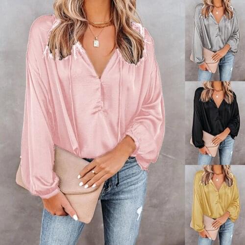 Fashion Womens Spring Autumn Button Pullovers Office Shirts Ladies Summer Fashion Clothes Women Lantern Long Sleeve Top 2021