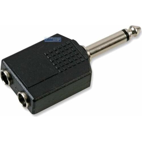 1/4" Jack 6.35mm MONO Plug to 2 x MONO Sockets Y SPLITTER Audio Adapter 1 to 2