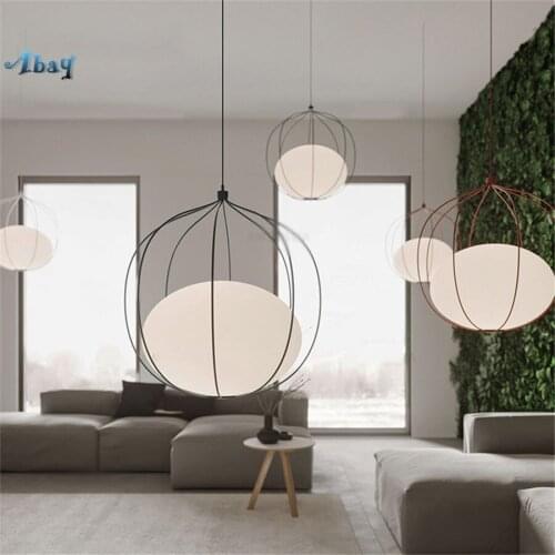 Nordic fashion Iron wire glass globe pendant lights for living room bar office home deco led hang lamp postmodern light fixtures