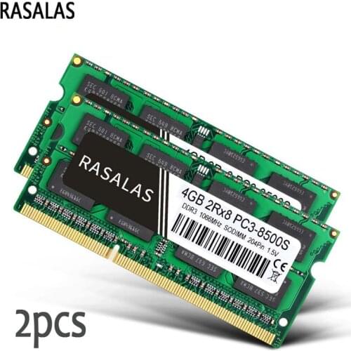 RASALAS 2PCS Memory RAM DDR3 8G 4G Laptop 10600MHz 12800Mhz SODIMM 204pin 1.5V Notebook Memoria RAM Oперативная Nамять