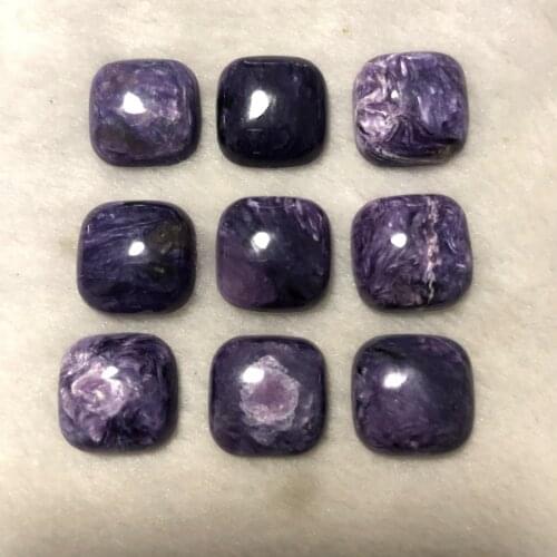 Wholesale 2pcs Natural Charoite Bead Cabochon 15mm Square Cushion Cabochon Bead, Gem stone Jewelry,Bead Cabochon,Ring Face