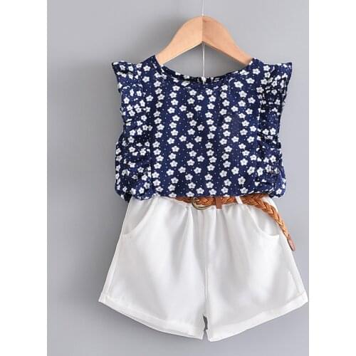 3-7 Years Summer Girl Clothing Set 2021 New Casual Fashion Cartoon Active T-Shirt+ Pant Kid Children Baby Toddler