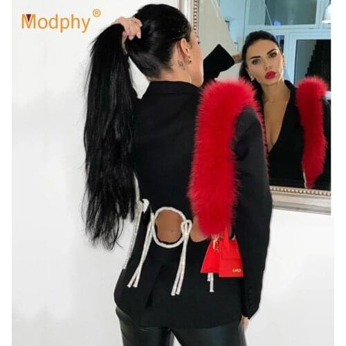 Sexy Womens Blazer Notched Long Sleeve Single Button Hollow Lace-up Slim Female Suits Clothing Autumn Fashion New 2020