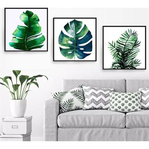 Posters and Prints Watercolor Green Aloe Vera Leaf Tropical Leaves Wall Art Canvas Painting Nordic Wall Picture For Living Room