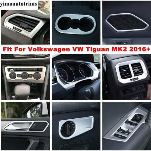 Window Lift Water Cup Holder AC Air Gear Shift Panel Cover Trim ABS Matte Accessories For Volkswagen VW Tiguan MK2 2016 - 2021