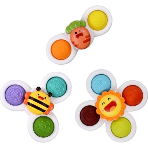 2021 New 3PCS/Set Baby Rattles Baby Bath Spinning Toy Animal With Suction Cups Montessori Toys Newborn 0-12 Months HC0327