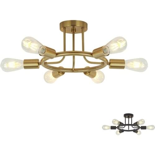 For low ceiling modern LED ceiling light rudder circular black golden 6 headed ceiling lamp for dinning living bed room kitchen