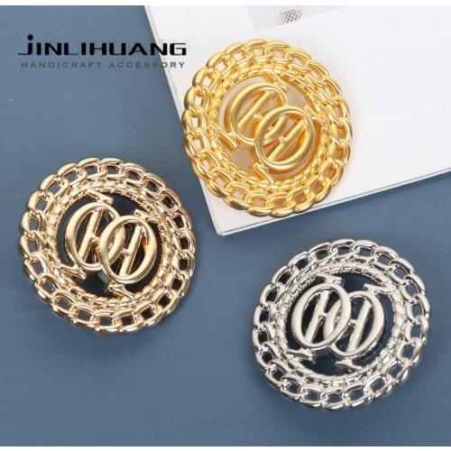 5Pcs 18/23MM Round Metal Button Gold Shank Cutout Buckle For Clothing Decorative Buckle Garment Sweater Coat Sewing Accessories