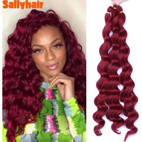 Sallyhair Deep Wave Hair Bundles Crochet Braids Freetress Ocean Wave Hair Brown Blonde Ombre Synthetic Braiding Hair Extension
