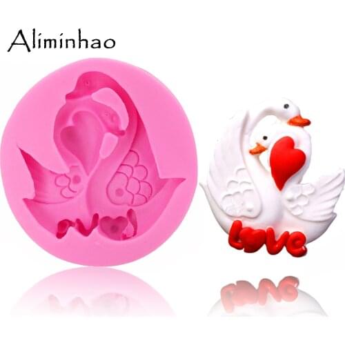 B1247 Swan couple shape DIY Silicone Mold Sugarcraft dessert Candy Chocolate Fondant Cake Decorating Tools Resin Clay Soap Mold
