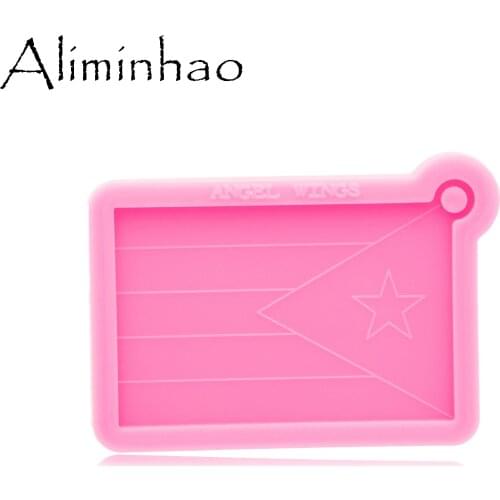 DY0777 Super Glossy Resin Puerto Rico flag Mold, Craft Keychain Silicone for DIY Mould Necklace jewelry Epoxy Resin
