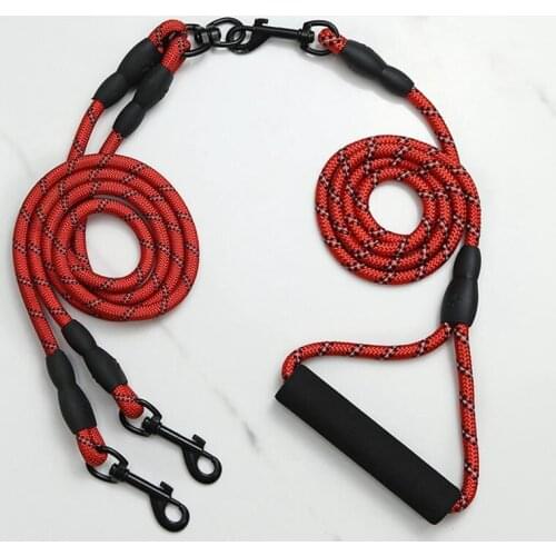 Luminous Strap For Dog Rope Accessories For Large Dogs Luxury Double Dog Leash Training Leash Round Nylon Braid Foam Handle