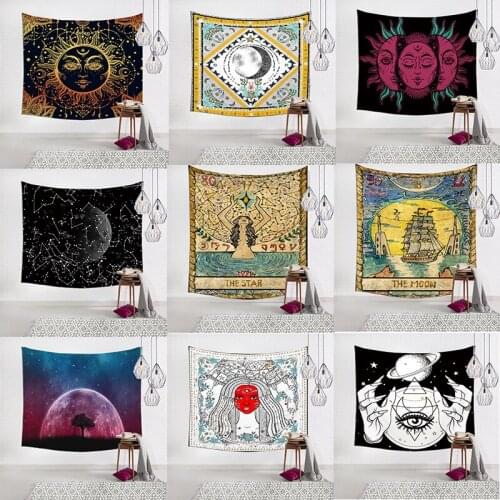 Tarot Tapestry,Polyester,Sun,Stars,and Moon Room Decor,Live Background,37-90 Inch
