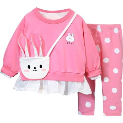 Spring Autumn Newborn clothes Toddler Girl Clothing Set Rabbit backpack + T-Shirt +Leggings Pants 3PCS Kids Tracksuit Sweatsuit