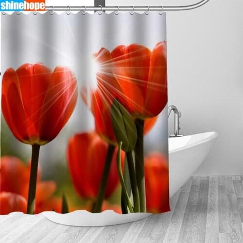 150x180CM Nordic Pictures Polyester Waterproof Flowers Tulips Shower Curtains High Quality Bath Curtain In The Bathroom