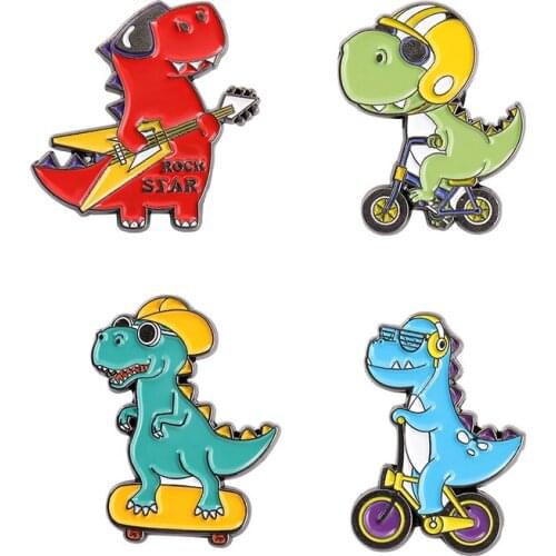 Rock Young Dinosaur Hard Enamel Pins Collect Anime Metal Cartoon Brooch Backpack Hat Bag Collar Lapel Badges Fashion Jewelry
