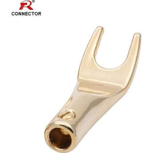 1PC "U""Y" Banana Plug HIFI Terminal Conenctor Gold Plated Spade Shape Speaker Banana Plugs Audio Screw Fork Cable Connectors