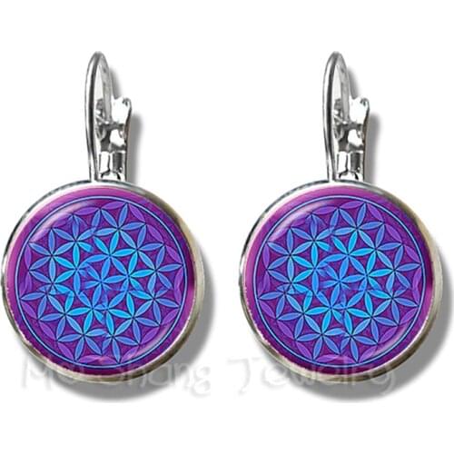 2018 New OM Yoga Stud Earrings Classic Chakra Mandala Glass Jewels Sacred Geometric Blue Flower Gift For Friends Brithday Gift