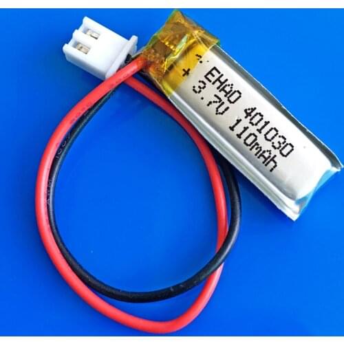 3.7V 110mAh 401030 JST 2.5mm lithium li-polymer ion rechargeable battery for MP3 MP4 GPS bluetooth headset video pen camera