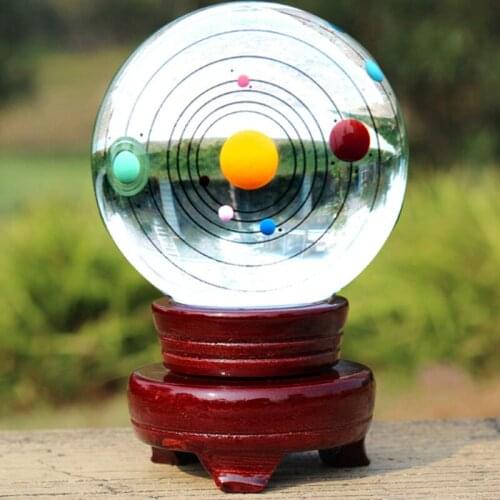 80mm Solar System Major Planet Crystal Globe Polished Sphere Feng Shui Glass Ball Craft Home Decor Astrophile Gifts