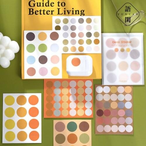 96 Pcs/set Morandi Self Adhesive Round Dot Stickers Coding Label Circle Stickers For Diy Decorative Diary Planner Scrapbooking