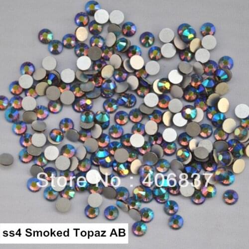 Free Shipping! 1440pcs/Lot, ss4 (1.5-1.7mm) Smoked Topaz AB Flat Back Nail Art Glue On Non Hotfix Rhinestones