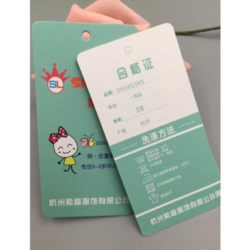 Kids label garment swing tag printed personalized logo hang tags paper labels tags custom hang tag for clothing