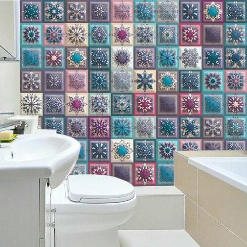 DIY Mandala Pattern Sticker Adhesive Tile Decorative Film For Tiles Waterproof For kitchen Bathroom