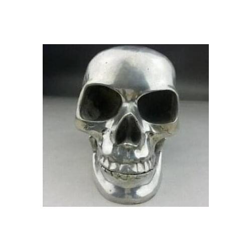 DYZ +++++++beautiful tibet silver big brain dead head netsuke sculpture