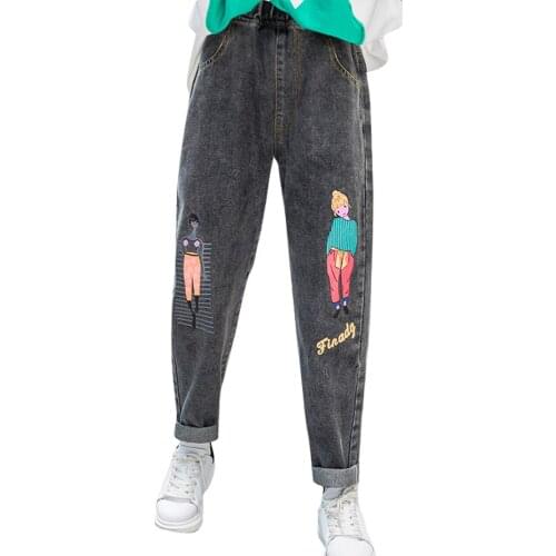 Jeans For Girl Cartoon Pattern Childrens Jeans Girl 2021 New Kids Jeans Spring Autumn Childrens Jeans Clothes