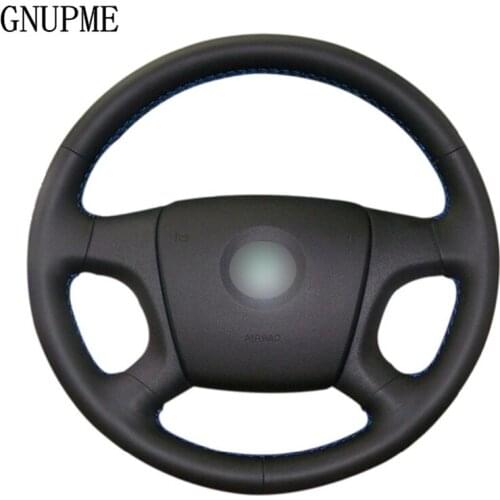 GNUPME DIY Hand-stitched Soft Artificial Leather Black Car Steering Wheel Cover for Old Skoda Octavia 2005-2009 Fabia 2005-2010