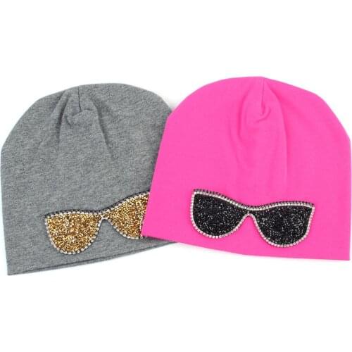 Newborn Cotton Spring Rhinestone Sunglasses Slouchy Baby Boy Accessories Toddler Hat Beanies for Boys and Girls Diy Skullies