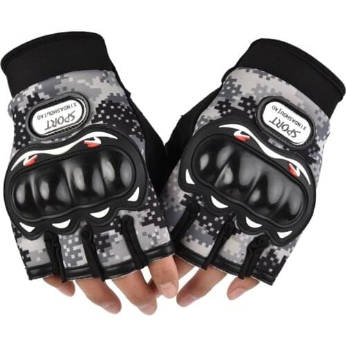 Camouflage Motorcycle Gloves Hard Shell Fighting Hand Protection Non-Slip Riding Off-Road Locomotive Fingerless Cycling Gloves