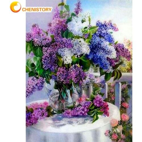 CHENISTORY Oil Painting By Number Landscape Flowers Drawing On Canvas HandPainted Gift Picture By Number Flowers Kits Home Decor