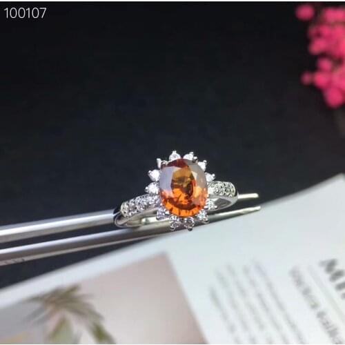 KJJEAXCMY fine jewelry 925 pure silver inlaid Natural Garnet Ring Jewelry support test