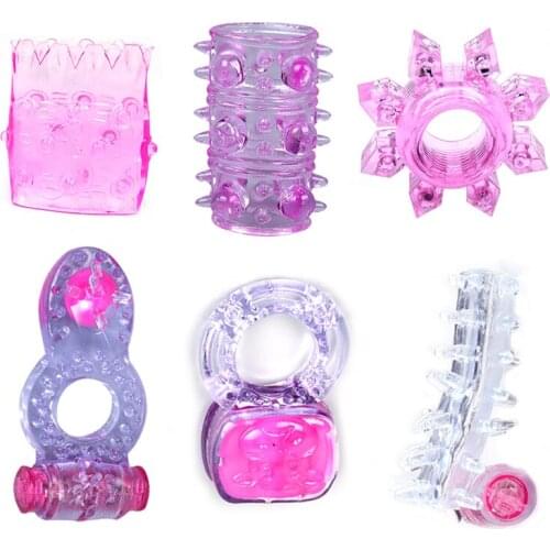 6pcs Penis Rings Soft Elastic Cock Ring Time Delay Male Chastity Ring Lock Sperm Ring Waterproof Adult Products Sex Toys For Men