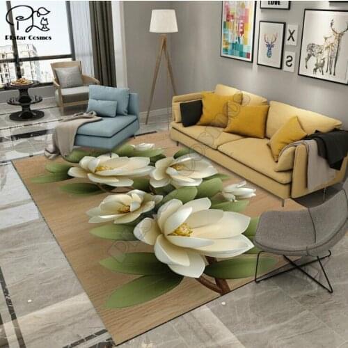 Fresh flowers carpet Square Anti-Skid Area Floor Mat 3D Rug Non-slip Mat Dining Room Living Room Soft Bedroom Carpet