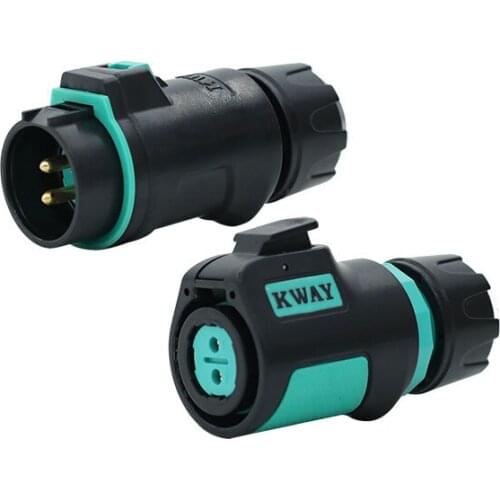KWAY K20 Industrial Electrical Cable Wire Connector Waterproof M20 Powercon Female In-line Straight Adapter 2 3 4 5 7 9 12 Pin
