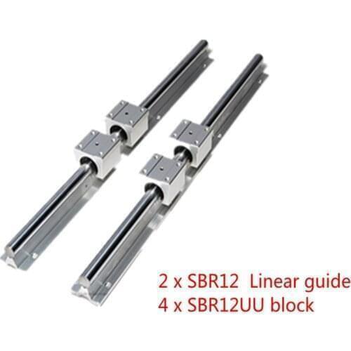 SBR 12mm Linear Rail 2pcs SBR12 550 600 650 700 800 900 1000mm Fully Supported Slide Shaft Rod Guide with 4pcs SBR12UU Block