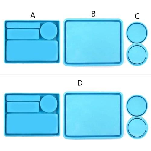 Makeup Storage Tray Epoxy Resin Mold Serving Board Plate Coaster Silicone Mould DIY Crafts Decorations Casting Tool