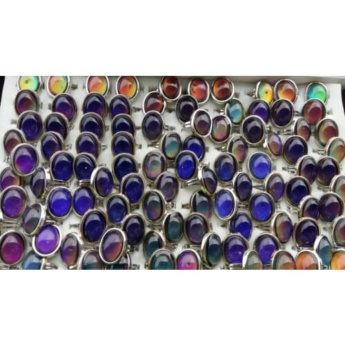 Fashion crystal round mood rings according to tempereture ring 400pcs/lot