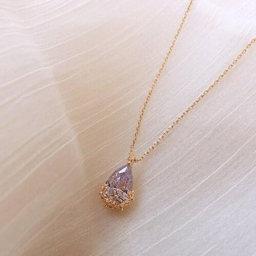 Fashion jewelry brand Crystal Zircon Pendant Necklace Womens gold Color Jewelry Link Chains