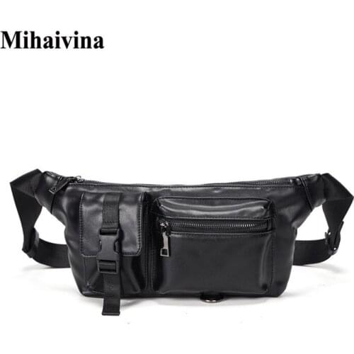 Mihaivi Men Waist Pack Chest Bag Shoulder Belt Bags Women Leather Fanny Pack Outdoor Sport Crossbody Bag Multi-Pocket Waist Bags