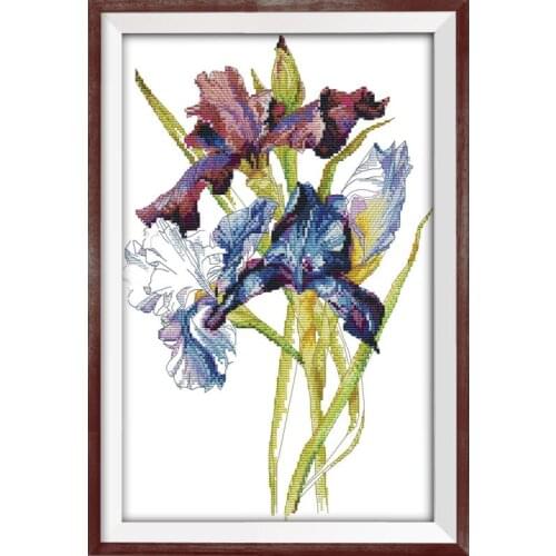 Purple iris pattern, needlework, DIY embroidery kit, DMC cross-stitch kit, 14CT 11CT cross-stitch, handicraft home decoration