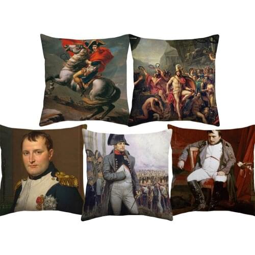 The Emperor Napoleon Cushion Covers European Neoclassicism Retro Vintage Portrait Oil Painting Home Decor Pillow Case Decoration