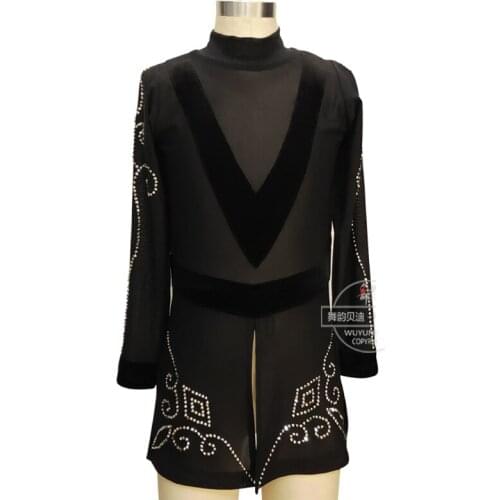 New Boys Ballroom Latin Dance Tops Mesh Rhinestone Children Kids Professional Latino Training Or Performance Dancing Wear DL4059