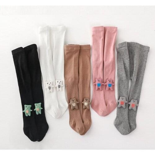 Spring autumn new cotton cute baby tights 0-8 years old cartoon bear children kids baby girl pantyhose