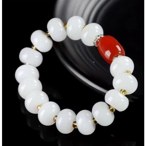 Wholesale White Jade Gold Silk Jade Old Shape Pearl Jade Bracelet Mens and Womens Single Circle Bracelet Couples Bracelet