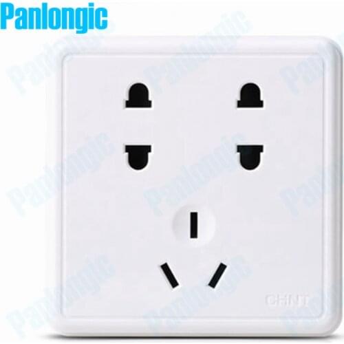 Surface Mounted Pure White 86 Type Wall Socket Panel 7-Pins Outlet Electric 10A Electrical Plugs Sockets 2*2 Holes And 3 Holes